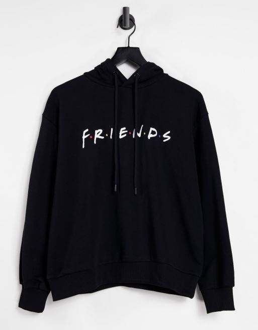 Sudadera negra extragrande con capucha de algodón de NA-KD x Friends 