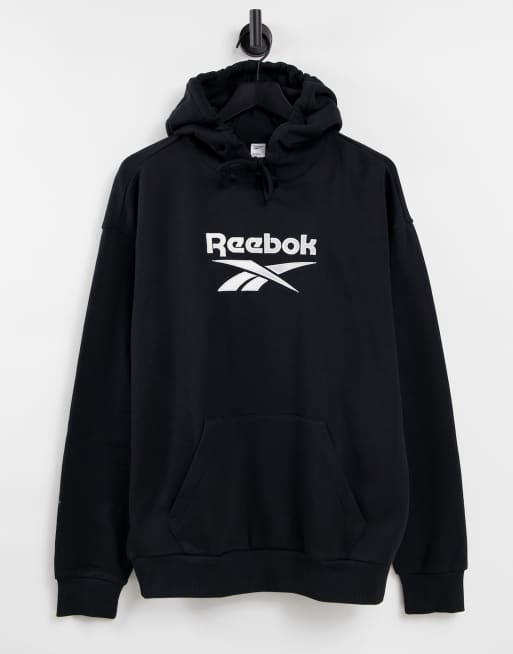 Sudadera negra extragrande con capucha estilo vintage de Reebok | ASOS