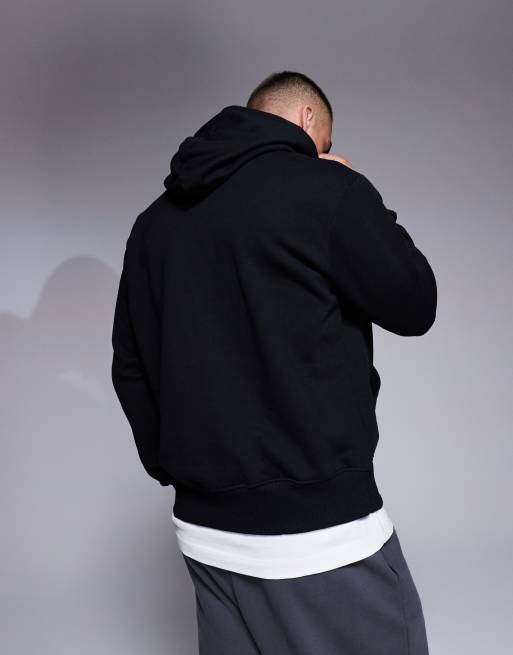Sudadera negra extragrande con capucha de tejido grueso de 400 g/m² premium de ASOS DESIGN, 4 de 4