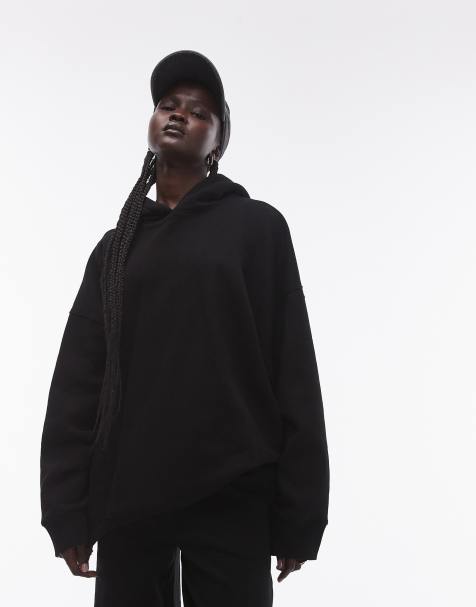 Sudadera negra extragrande con capucha premium de Topshop (parte de un conjunto) - view 1