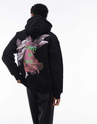 Sudadera oversize con capucha en negro 'Angel Energy' Light Red Embro
