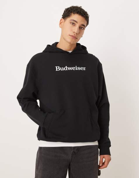 Sudadera negra extragrande con capucha y estampado de Budweiser de ASOS DESIGN - view 1