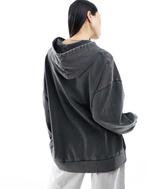 Sudadera negra extragrande con capucha y estampado gráfico de grupo de música independiente de ASOS DESIGN, 3 de 4