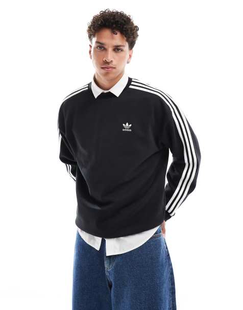 Sudadera negra extragrande con cuello redondo de adidas Originals - view 1
