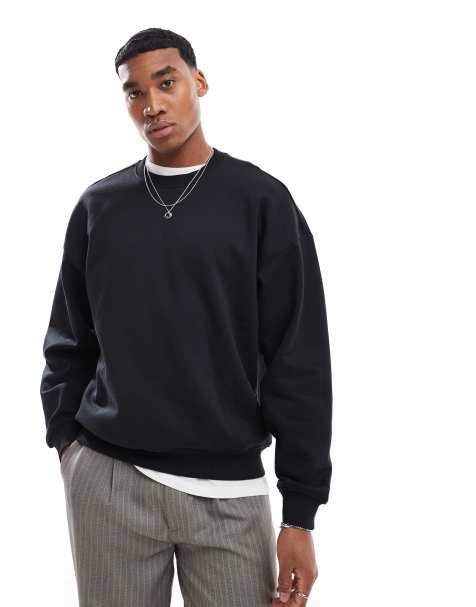 Sudadera negra extragrande con cuello redondo de ONLY & SONS - view 1