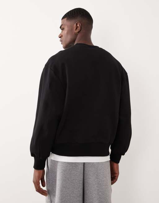 Sudadera negra extragrande con detalle de costuras de tejido grueso de ASOS DESIGN, 3 de 5
