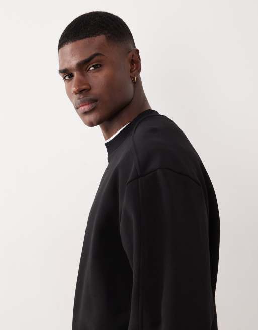 Sudadera negra extragrande con detalle de costuras de tejido grueso de ASOS DESIGN, 4 de 5