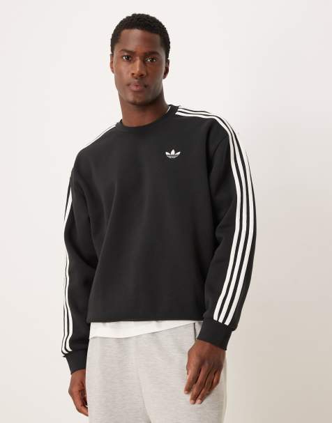 Sudadera negra extragrande con diseño de tres rayas de adidas Originals - view 1