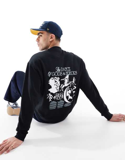 Sudadera negra extragrande con estampado abstracto en la espalda de ASOS DESIGN - view 1