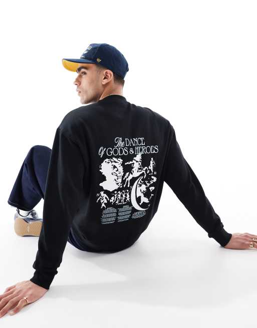 Sudadera negra extragrande con estampado abstracto en la espalda de ASOS DESIGN