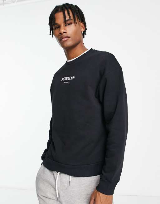 Sudadera negra extragrande con estampado de calavera en la espalda de Jack & Jones Originals , 2 de 4