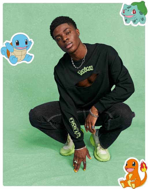 Sudadera negra extragrande con estampado de Pokémon de ASOS DESIGN