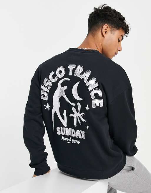 Sudadera negra extragrande con estampado 