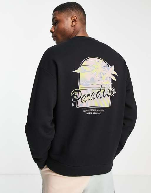Sudadera negra extragrande con estampado en la espalda Paradise de ASOS DESIGN