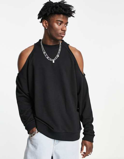 Sudadera negra extragrande con hombros descubiertos de ASOS DESIGN
