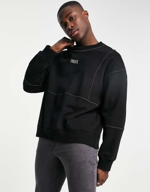 Sudadera negra extragrande con logo PRDX de Topman