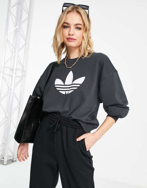 Sudadera negra extragrande con trébol 80's Aerobic de adidas Originals