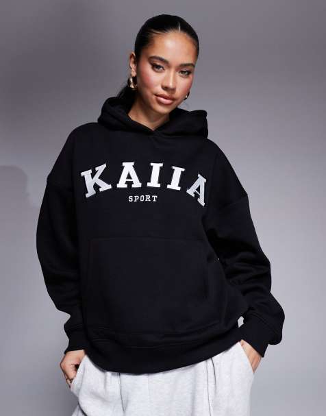 Sudadera negra extragrande de estilo deportivo con capucha de Kaiia - view 1