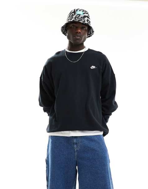 Sudadera negra extragrande de felpa rizada Club de Nike - view 1