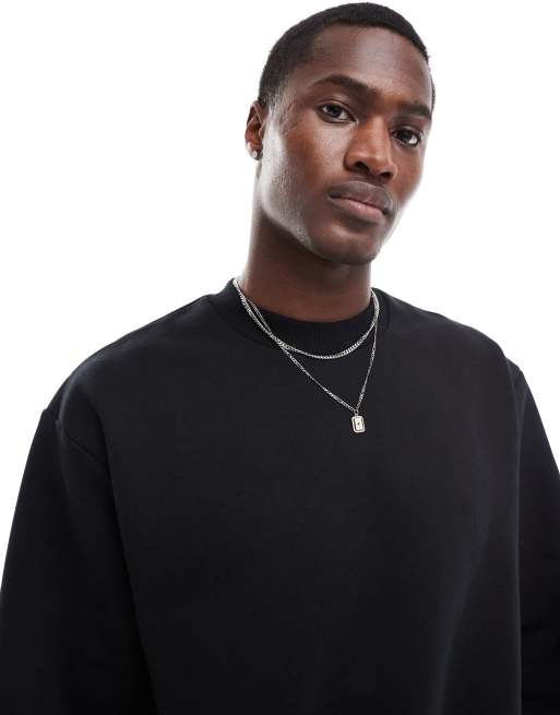 Sudadera negra extragrande de manga corta de tejido grueso de ASOS DESIGN, 3 de 4