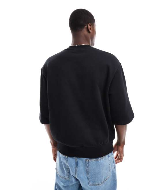 Sudadera negra extragrande de manga corta de tejido grueso de ASOS DESIGN, 4 de 4