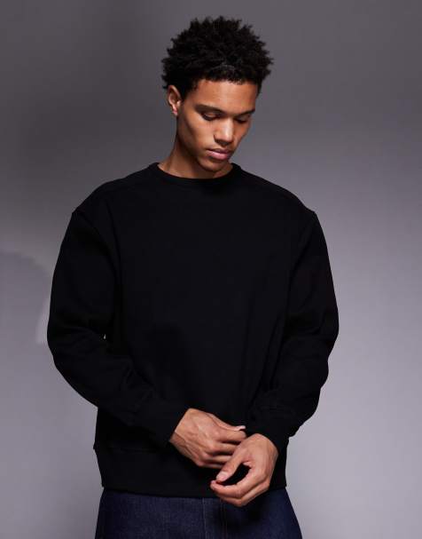 Sudadera negra extragrande de tejido grueso acanalado de ASOS DESIGN - view 1