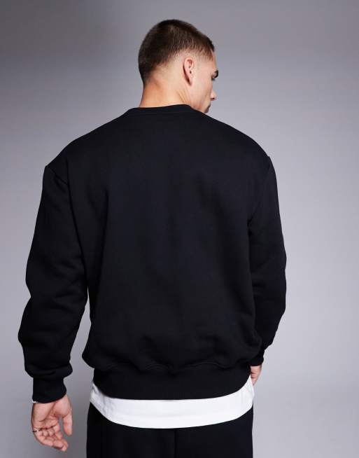 Sudadera negra extragrande de tejido grueso de 400 g/m² premium de ASOS DESIGN, 4 de 4