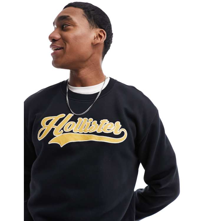 Sudadera negra holgada con aplicaci n del logo de estilo
