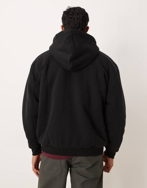 Sudadera negra holgada con capucha, cremallera y forro de borreguito de ASOS DESIGN, 3 de 5