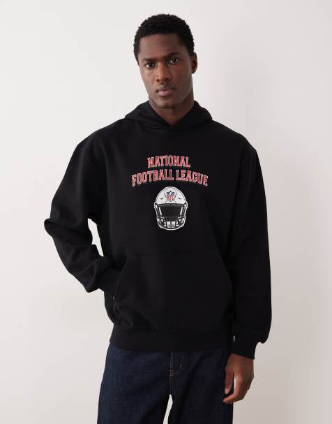 Sudadera negra holgada con capucha y estampado de la NFL de ASOS DESIGN - view 1