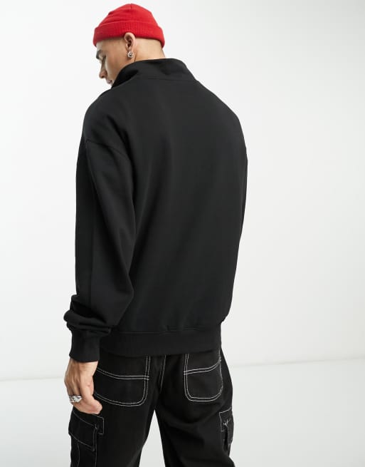 Sudadera negra holgada con cremallera corta y logo de texto Dogota de HUGO, 4 de 4