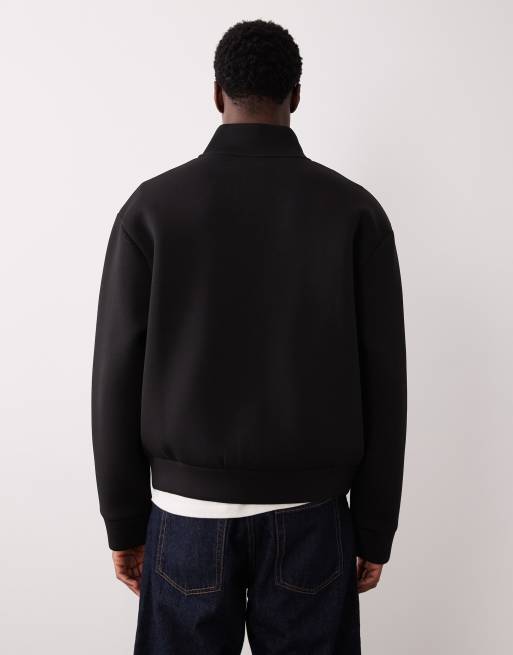  Sudadera negra holgada con cremallera de tejido grueso efecto neopreno de ASOS DESIGN, 3 de 5