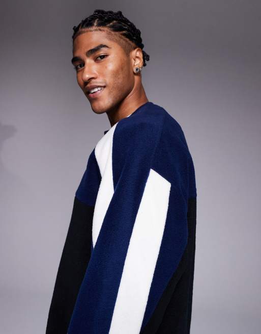 Sudadera negra holgada con diseño color block de felpa de ASOS DESIGN, 4 de 5