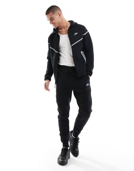 Sudadera negra reflectante con capucha y cremallera Tech Fleece