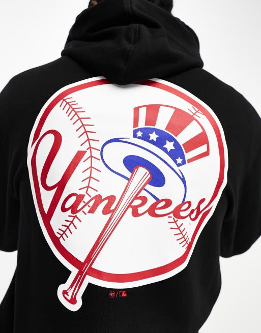 Sudadera negra sin cierres con capucha y estampado en el pecho y la espalda de los NY Yankees de 47 Brand