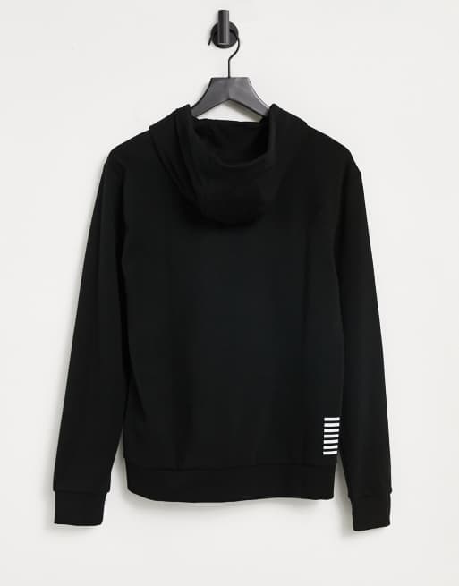 Sudadera negra sin cierres con capucha y logo engomado de Armani EA7, 2 de 4