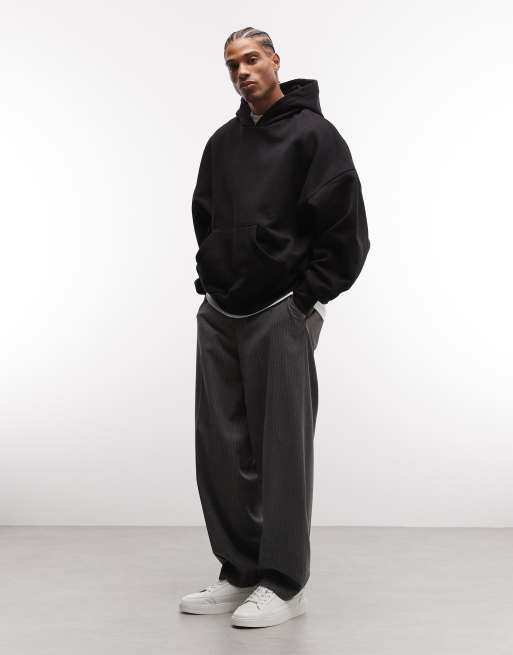 Sudadera negra ultragrande con capucha de tejido grueso de 400 g/m² premium de ASOS DESIGN, 2 de 5