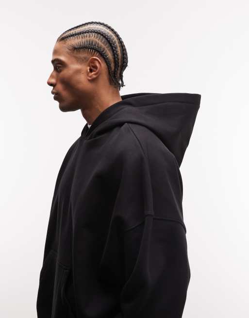 Sudadera negra ultragrande con capucha de tejido grueso de 400 g/m² premium de ASOS DESIGN, 4 de 5
