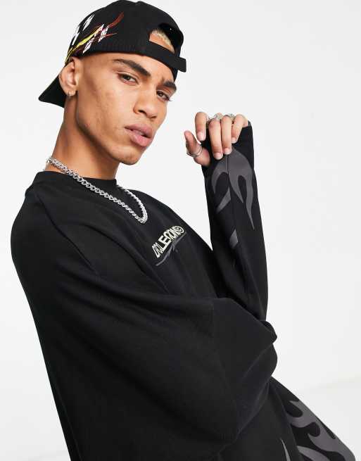 Sudadera ultragrande con estampado de y llamas de ASOS Dark Future | ASOS