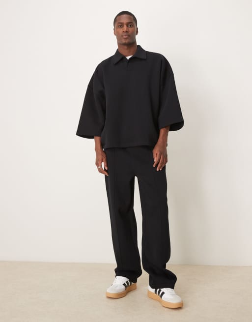 Sudadera negra ultragrande con mangas 3/4 de ASOS DESIGN (parte de un conjunto), 2 de 4