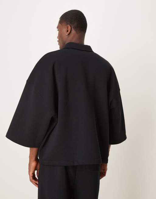 Sudadera negra ultragrande con mangas 3/4 de ASOS DESIGN (parte de un conjunto), 3 de 4