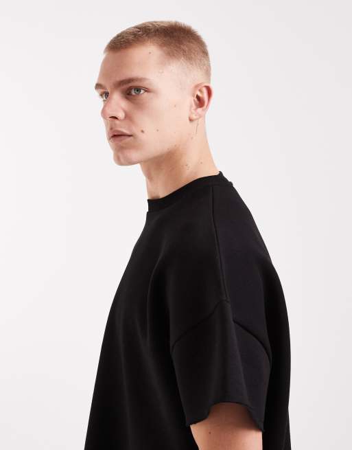 Sudadera negra ultragrande de manga corta con bordes sin rematar de ASOS DESIGN, 5 de 5