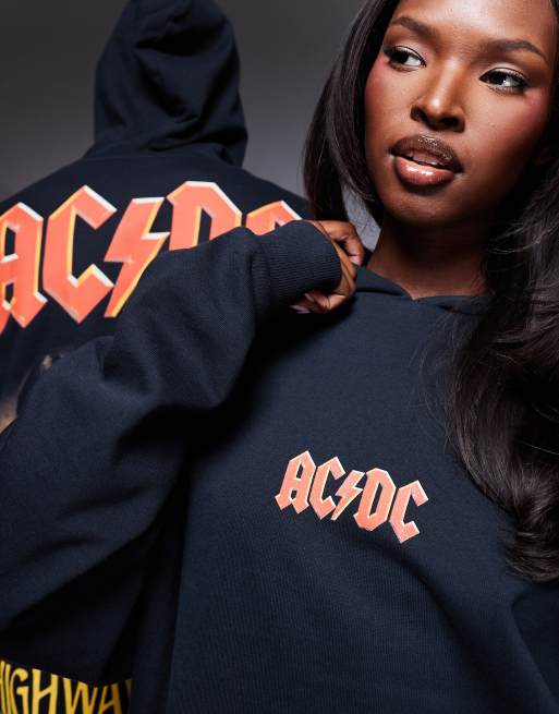 Sudadera negra unisex extragrande con capucha y estampado con licencia de ACDC de ASOS DESIGN, 3 de 4