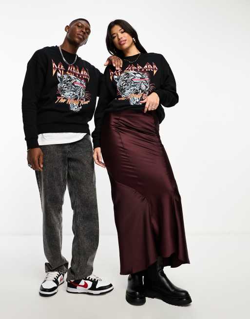Sudadera negra unisex extragrande con estampado gráfico con licencia "Def Leppard World Tour" de ASOS DESIGN, 3 de 4