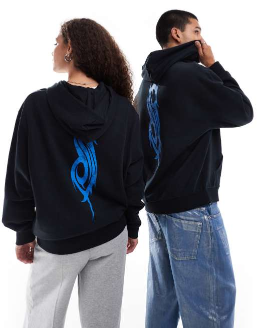 Sudadera negra unisex holgada con capucha y estampado con licencia de Slipknot de ASOS DESIGN, 4 de 4