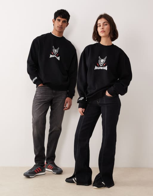 Sudadera negra unisex holgada con estampado de "Stranger Things" de ASOS DESIGN, 3 de 4