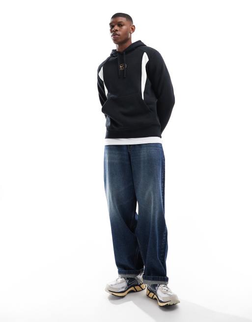 Sudadera negra y blanca con capucha y logo Air de Nike, 3 de 4
