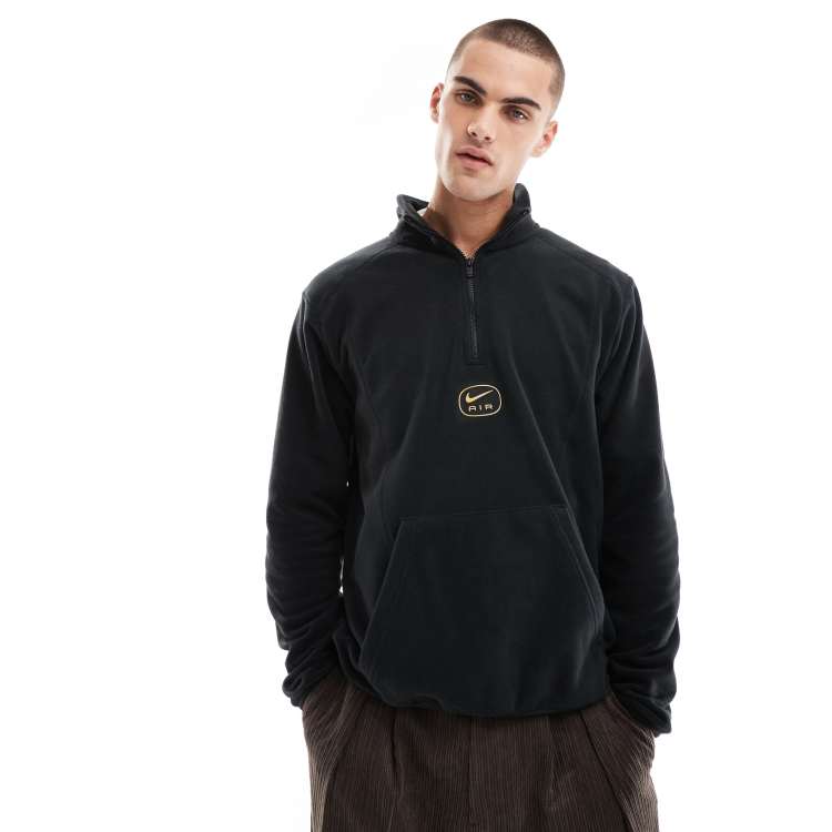 Sudadera negra y dorada con media cremallera de felpa polar Swoosh