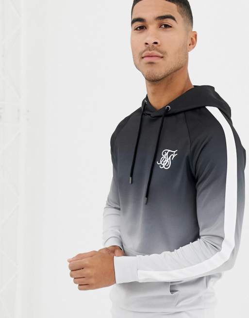 Sudadera SikSilk gris capucha negra para hombre