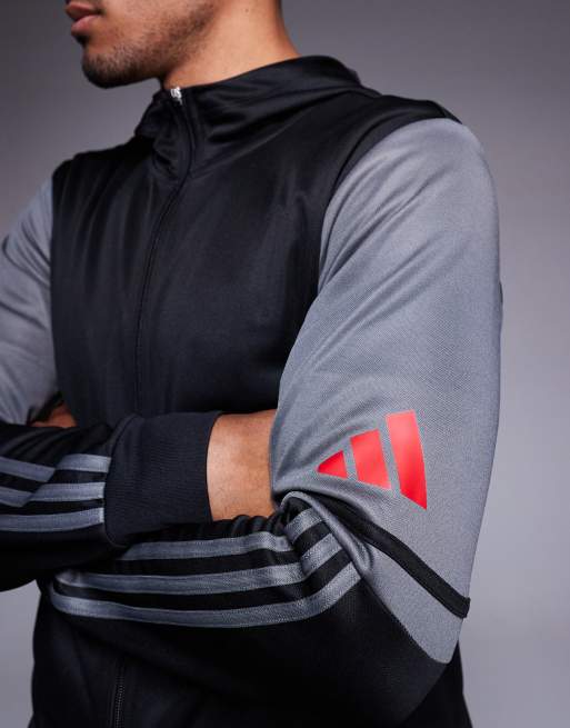 Sudadera negra y roja con capucha Squadra de adidas Football, 3 de 4